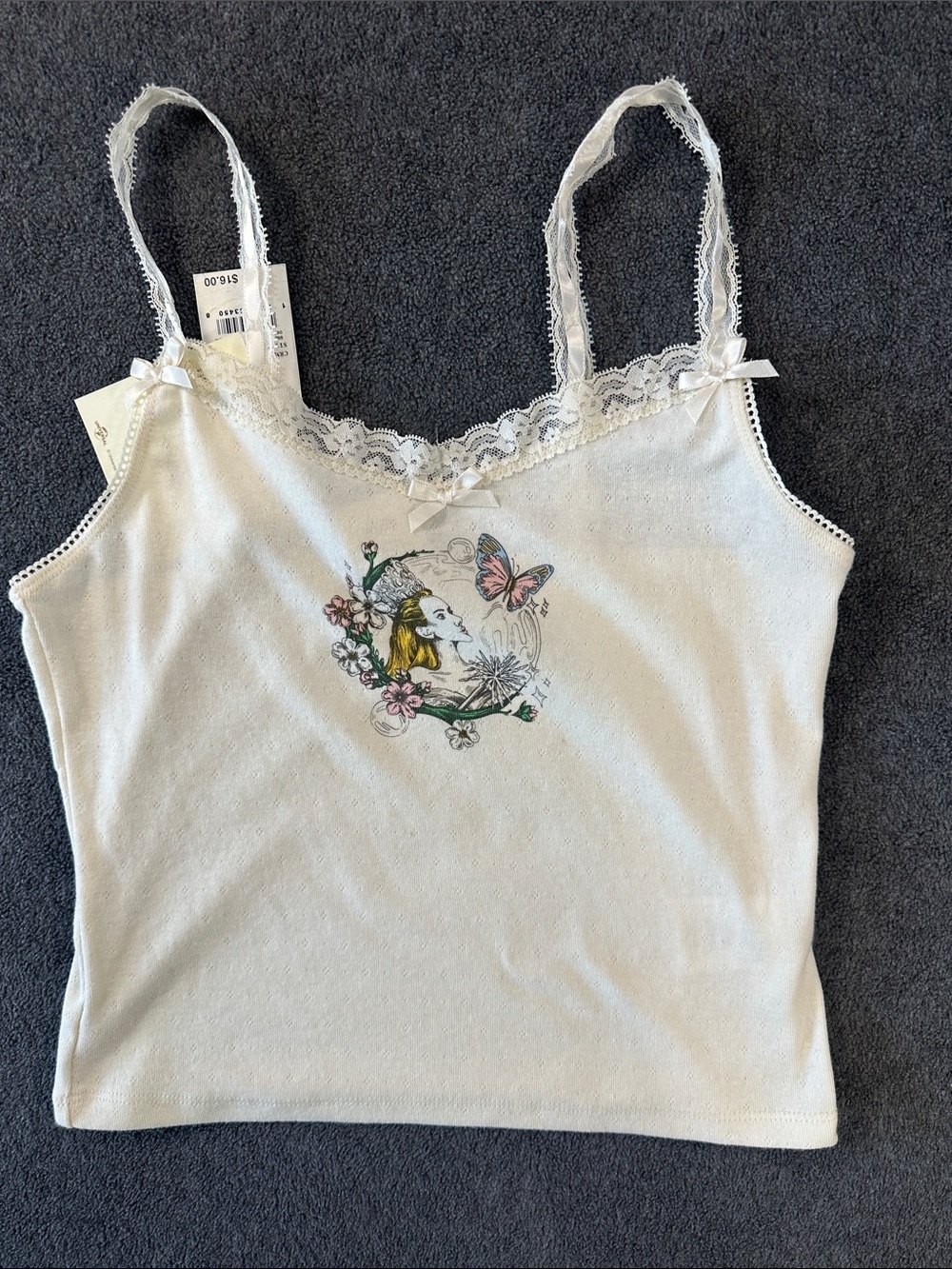 Wicked x Katie Kime Cami Top featuring a Glinda Graphic & Lace Detail NWT (S)
